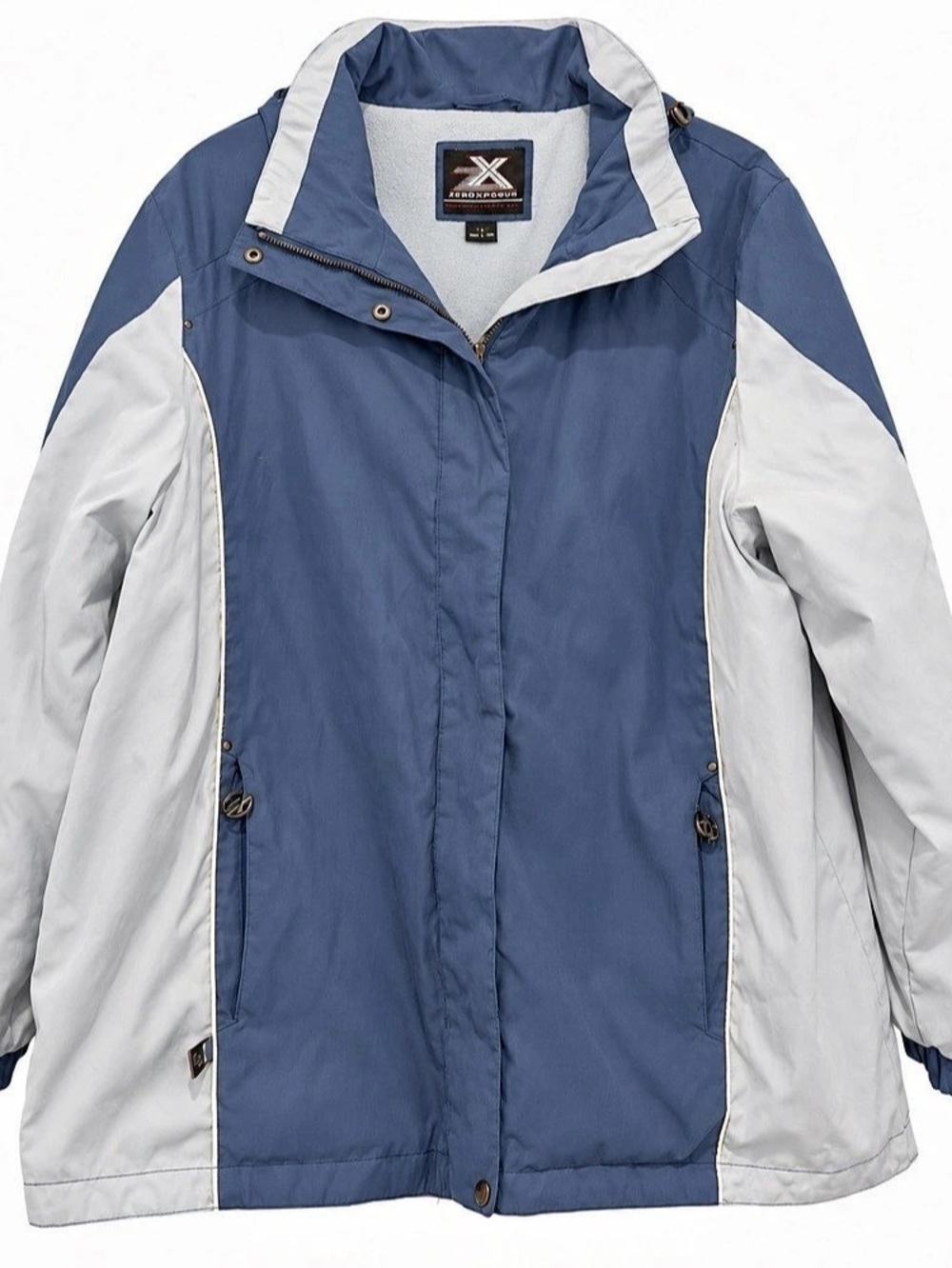 ZeroXposur 1X French Blue White Fleece Lined Colorblock Winter Ski Jacket